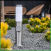 Venkovní zahradní lampa E27, LED se zásuvkou sloupek 230V 45cm inox LILIUM LUMILED