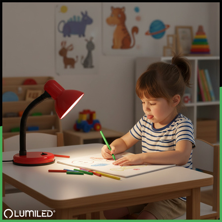 Stolní lampa Školní Noční E27, Nastavitelná Červená LUMILED