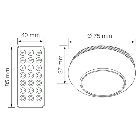 LED 15lm s dálkovým ovládáním na baterie Samolepicí bílý GOLDLUX (Polux)