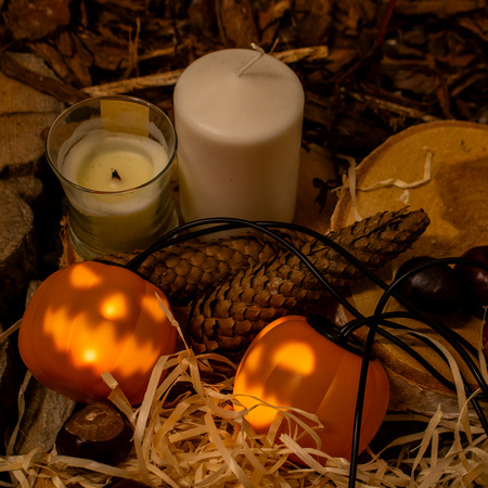 Baterie Garland 8xLED Dekorativní dýně 4.45m Halloweenská světla + USB C