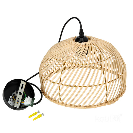 Bambusová dekorativní závěsná lampa Riga Kobi E27