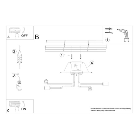 Stropní svítidlo VECTOR 4xE27 Lustr černý Industrial SOLLUX