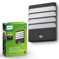 Zahradní lampa LED nástěnná lampa RACCOON IR myGarden 3W 2700K IP44 s pohybovým a soumrakovým senzorem antracitová PHILIPS