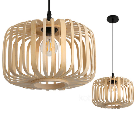 Bambusová dekorativní závěsná lampa E27 Boho Badingo Kobi