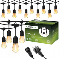 Venkovní řetěz 15m, 30x E27 Žárovky 1.3W 2200K MALUS LUMILED