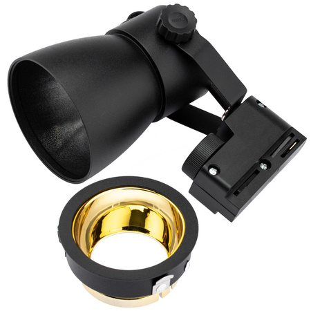 Osvětlení kolejnice 1.5 m + 3x GU10 Track Spotlight Black-Gold + 6W LED GU10 3000K