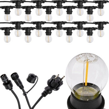 Venkovní zahradní girlanda světelný řetěz 20m 20xE27 LED 1.3W