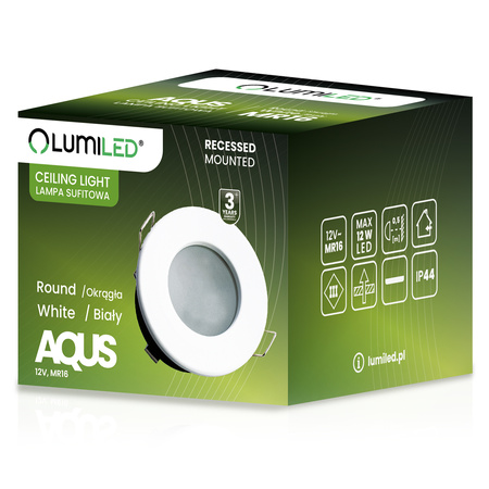 Halogenová Osvětlení Podhledová Koupelnová Hermetická GU10, IP44 Stálá Bílá AQUS LUMILED