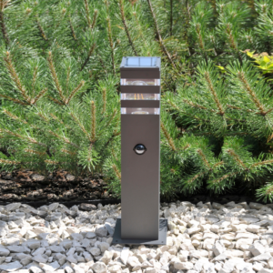 Venkovní zahradní lampa TEKSAS 44 E27 IP44 senzorová tyč grafitová GOLDLUX (Polux)