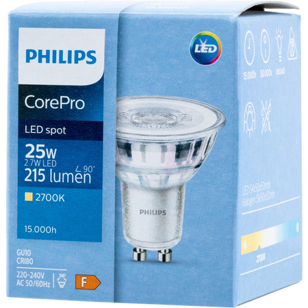 LED žárovka GU10 2.7W = 25W 215lm 2700K Teplá bílá 36° PHILIPS