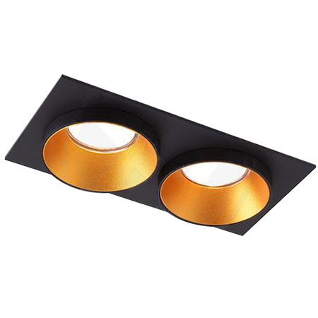 SPOT 2x GU10 obdélníkové černé zlato zapuštěné dvojité zapuštěné svítidlo