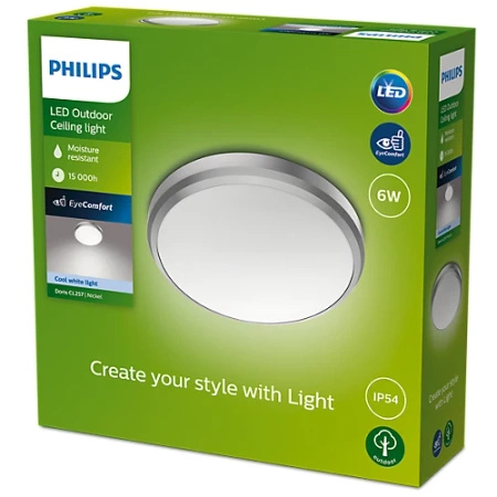 LED venkovní stropní zahradní svítidlo DORIS myGarden 6W 4000K IP54 nástěnné svítidlo stříbrné PHILIPS