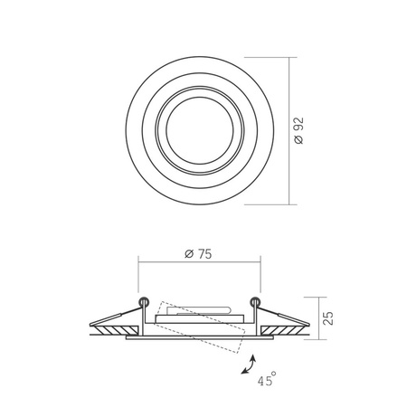 Zapuštěné stropní svítidlo. zapuštěné halogenové GU10 Videx. bílé. kulaté. pohyblivé