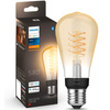 LED Edison E27 ST64 7W 2100K teplá bílá vlákno PHILIPS HUE White Bluetooth Zigbee žárovka