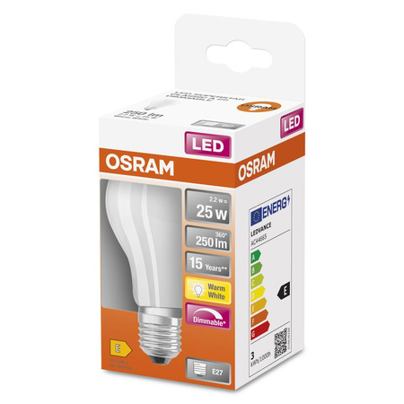 LED žárovka E27 A60 2,2W = 25W 250lm 2700K Warm 300° Filament Stmívatelná OSRAM SUPER STAR