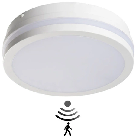 Plafond LED stropní svítidlo se senzorem pohybu Povrchová montáž 18W 1550lm 4000K Neutrální IP54 Kulatá bílá BENO KANLUX