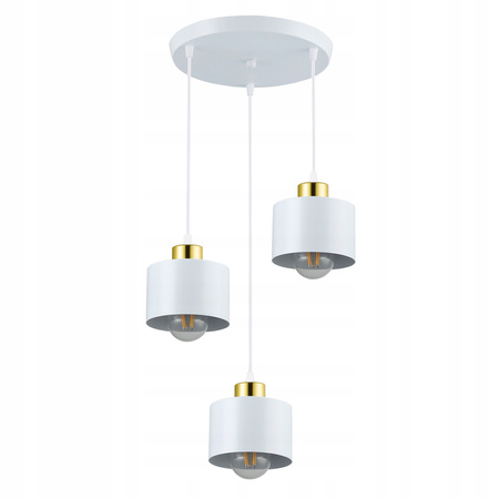 Masterled 3x E27 Kulaté závěsné svítidlo Elza v bílém zlatě