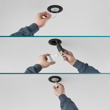 LED GU10 zapuštěná pod omítku hliníková kruhová černá Peridot Philips