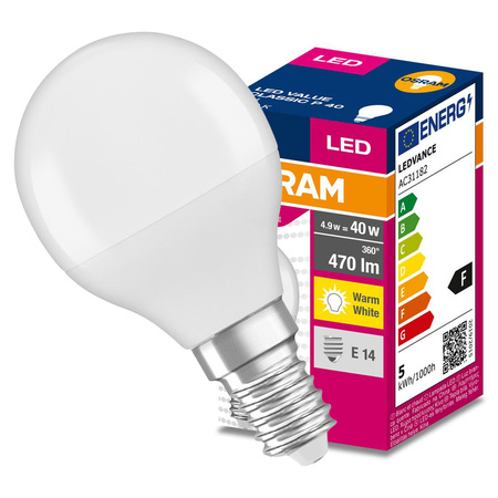 E14 P45 LED žárovka 4.9W = 40W 470lm 3000K Teplá bílá 200° OSRAM HODNOTA