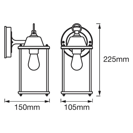 LED zahradní nástěnná lampa E27 Svítidlo na lucernu černé ENDURA CLASSIC LARTERN LEDVANCE