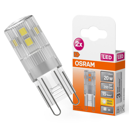 2x LED žárovka s paticí G9 1,9W = 20W 200lm 2700K teplá 300° OSRAM 
