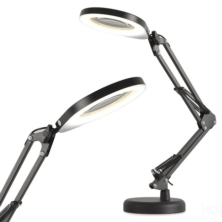 Stolní lampa LED 10W 500lm CCT 180° dobíjecí černá lupa Kobi