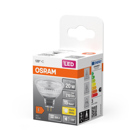 LED žárovka MR16 reflektor GU5.3 2,1W = 20W 210lm 2700K teplá bílá 12V 120° STAR Osram
