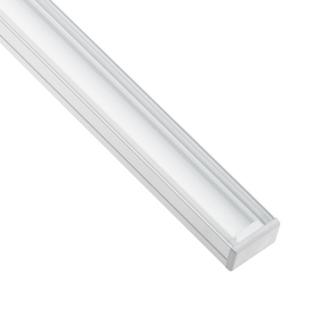 Eloxovaný hliníkový profil pro LED KM35 Silver Přisazená 1m + průhledný kryt + koncovky
