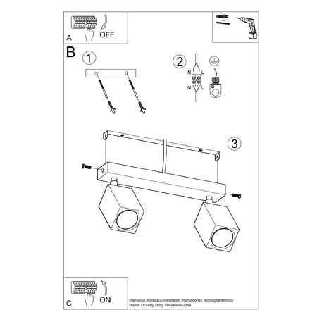 Stropní svítidlo KEKE 2xGU10 Reflektorové halogenové svítidlo 30cm Dub SOLLUX