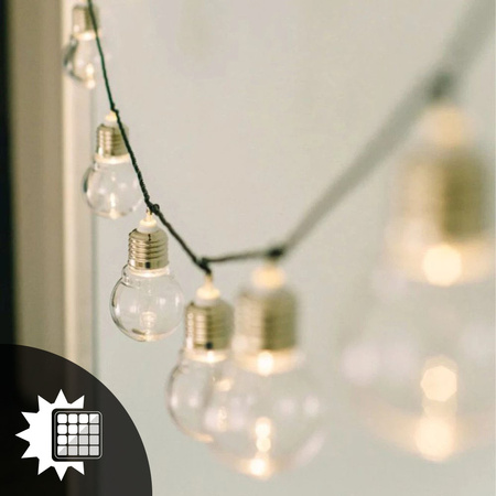 Solární girlanda zahradní venkovní dekorativní světelný řetěz 2M 10x LED ŽÁROVKY