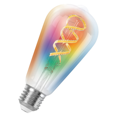 LED žárovka E27 4,8W = 40W 470lm RGBW CCT Stmívatelná SMART+ WiFi Filament Edison Ledvance
