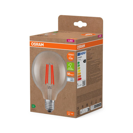 LED žárovka G95 Sphere E27 5W = 75W 1055lm 4000K Neutrální 330° vlákno CLASSIC ENERGETICKÁ ÚSPORNOST Osram