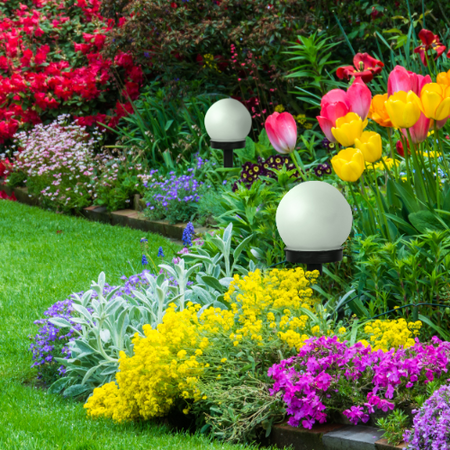 LED zahradní lampa na solární pohon WHITE BALL 10cm GOLDLUX (Polux)