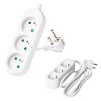 Prodlužovací kabel Zástrčka 3 x uzemněná zásuvka Napájecí pásek 1,5 m bílý Linea Kobi