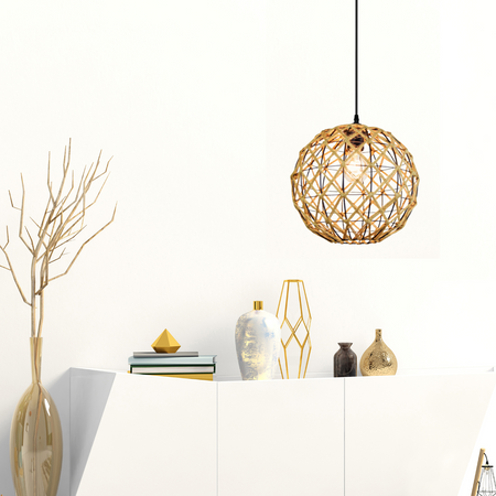 UMEA IL MIO kulové stropní závěsné svítidlo v boho stylu. ocel + šňůra 1x E27 GOLDLUX (Polux)