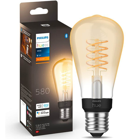 LED Edison E27 ST64 7W 2100K teplé vlákno PHILIPS HUE White Bluetooth Zigbee žárovka