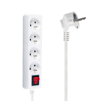 Zástrčka napájecího prodlužovacího kabelu – 4x zásuvka s uzemněním a vypínačem 1.5m 3x1mm 16A Bílá