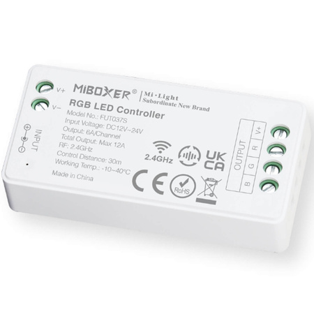 Stmívač přijímač LED RGB pro pásové osvětlení 12-24V DC 12A FUT037S MI-LIGHT