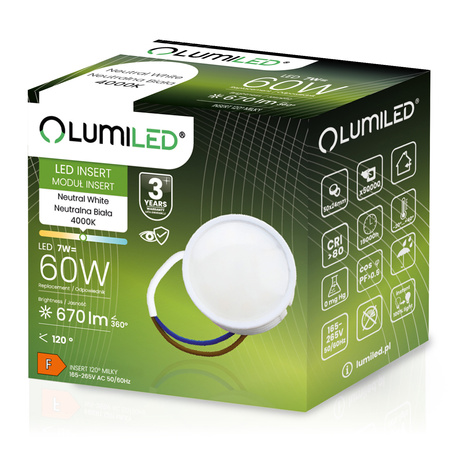 10x LED Modul 7W, 670lm 120° 4000K Neutrální bílá INSERT LUMILED