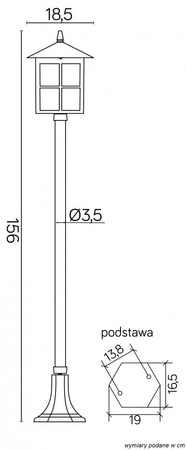 Venkovní zahradní lampa LANTERN E27 Wenecja K 5002/1/KW 156cm černá Su-Ma