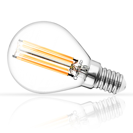 6x Žárovka LED Kulka P45, E14 7W = 60W 806lm 3000K Teplá bílá 360° Filament LUMILED