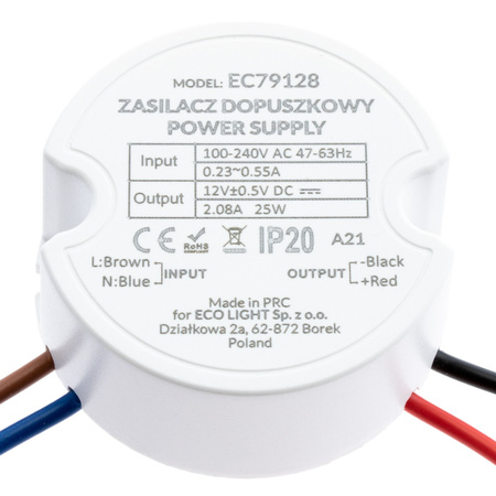 LED zdroj pro 25W box fi 60 2.08A 12V DC IP20