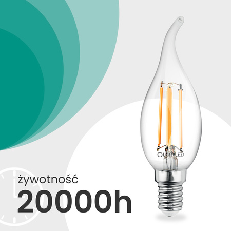 LED žárovka E14 svíčka BA35 2,2W 470lm = 40W 2700K teplá bílá 360° Filament energetická třída A LUMILED