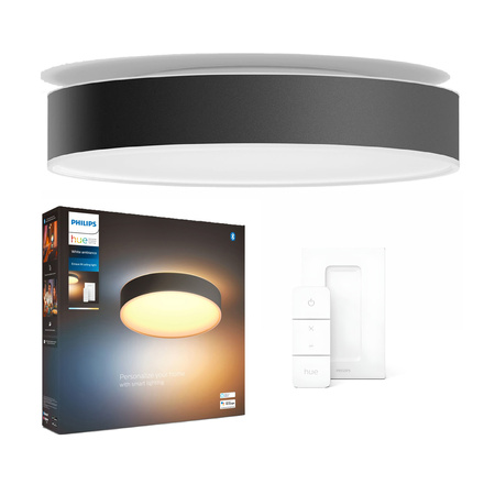 LED stropní plafon Enrave Black 19,2W 38cm CCT PHILIPS HUE Bluetooth + stmívač