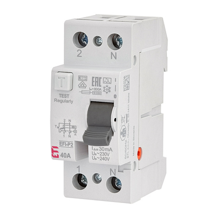 Proudový jistič Pojistka 2P 40A 30mA AC EFI6-P2 AC 40/0.03