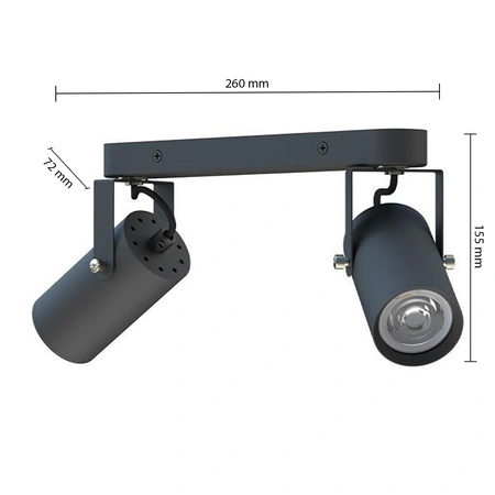 Stropní svítidlo Spot Tuba Reflector Halogenové svítidlo 2x GU10 Moving Black Simon Masterled