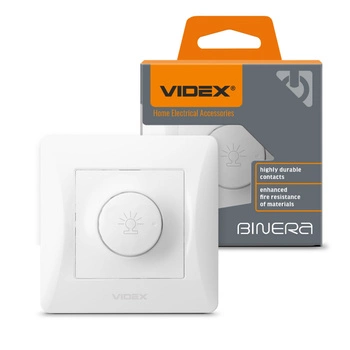 Stmívač s rámečkem 600W 10A Povrchová montáž BINERA VIDEX Bílá