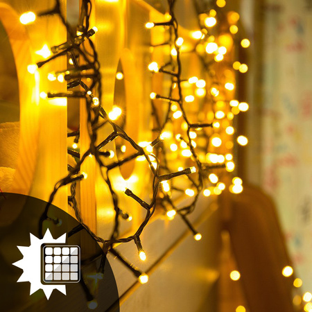 SOLÁRNÍ GARLAND 21.9m zahradní DEKORATIVNÍ 200x LED 3000K teplý SHINE GOLDLUX (Polux)