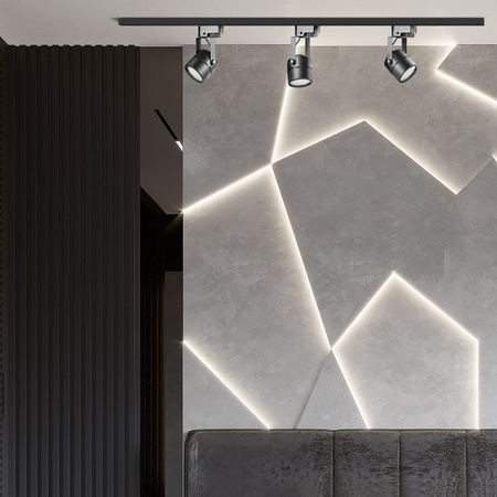 Sada přípojnic 1-fázová lišta + 3x reflektor GU10 černý PRAGA Sanico Goldlux