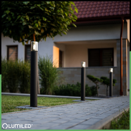 Venkovní stojací stožáry Zahradní lampa pro žárovku E27 Černé sklo IP54 80 cm SALVIA LUMILED